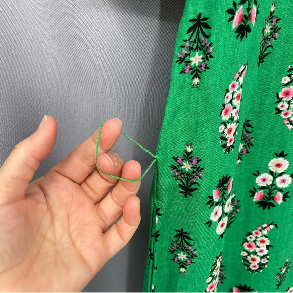 NWT Ann Taylor Linen Blend Green Floral Midi Dress Size 8P Garden Party - Picture 13 of 13